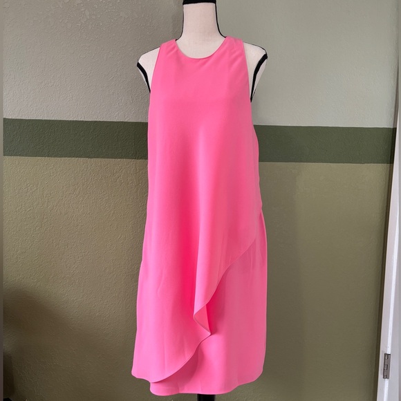 Lauren Ralph Lauren Dresses & Skirts - Lauren Ralph Lauren Crepe Overlay Shift Dress in Pink Sz 8